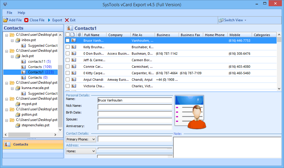 Export Vcard Tool To Convert Pst Contacts To Vcard Yahoo Google Csv